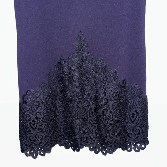 Ted Baker L Navy Lucia Knit Sleeveless Lace Trim Back Zip Shift Dress - Picture 13 of 15